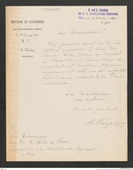 k.k. naturhistorisches Hofmuseum, Intendanzakten 1885-1896 (Hauer), Aktenzahl Z.774/1889, Seite 1